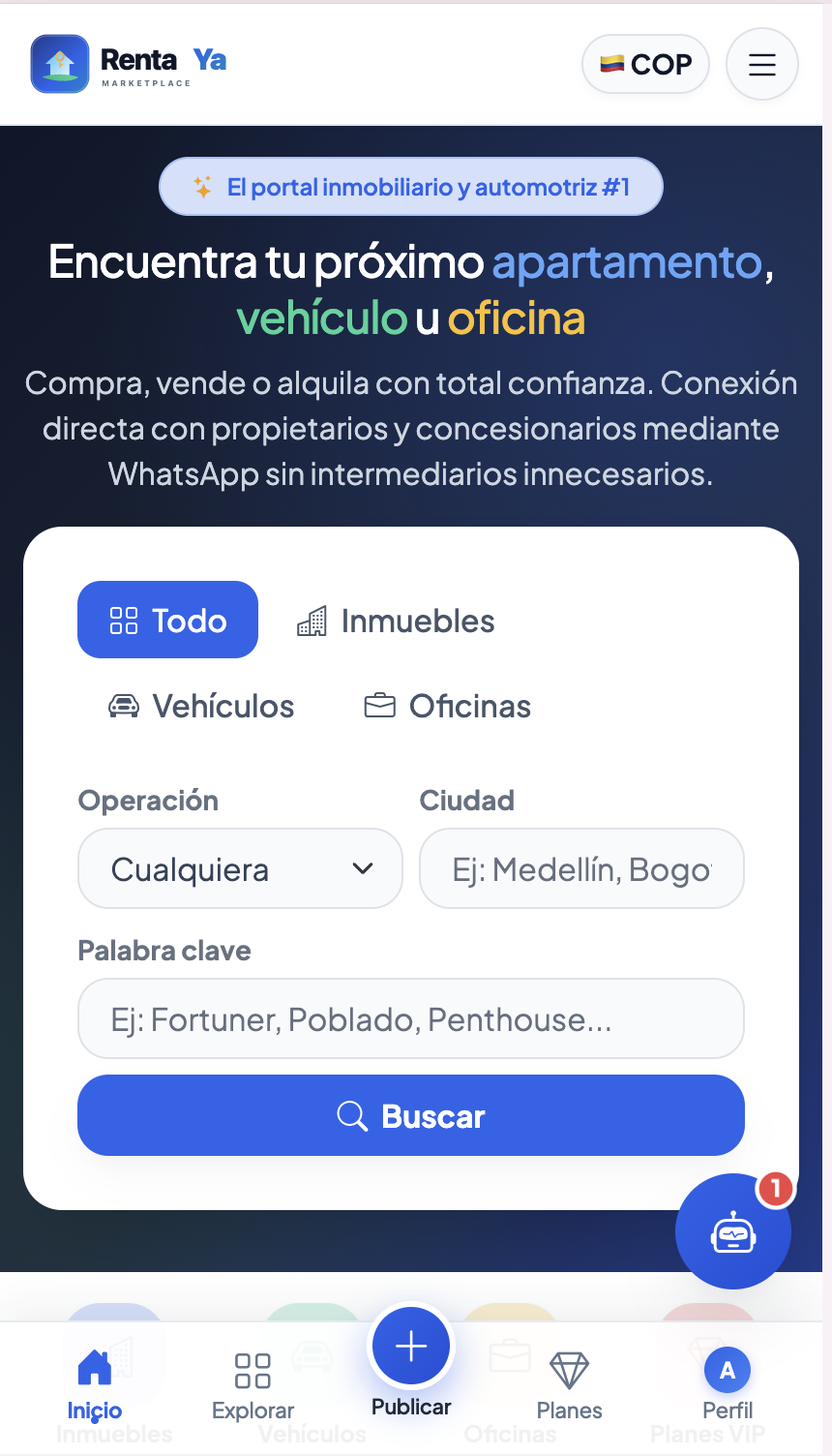 App Móvil de Clasificados & Renta
